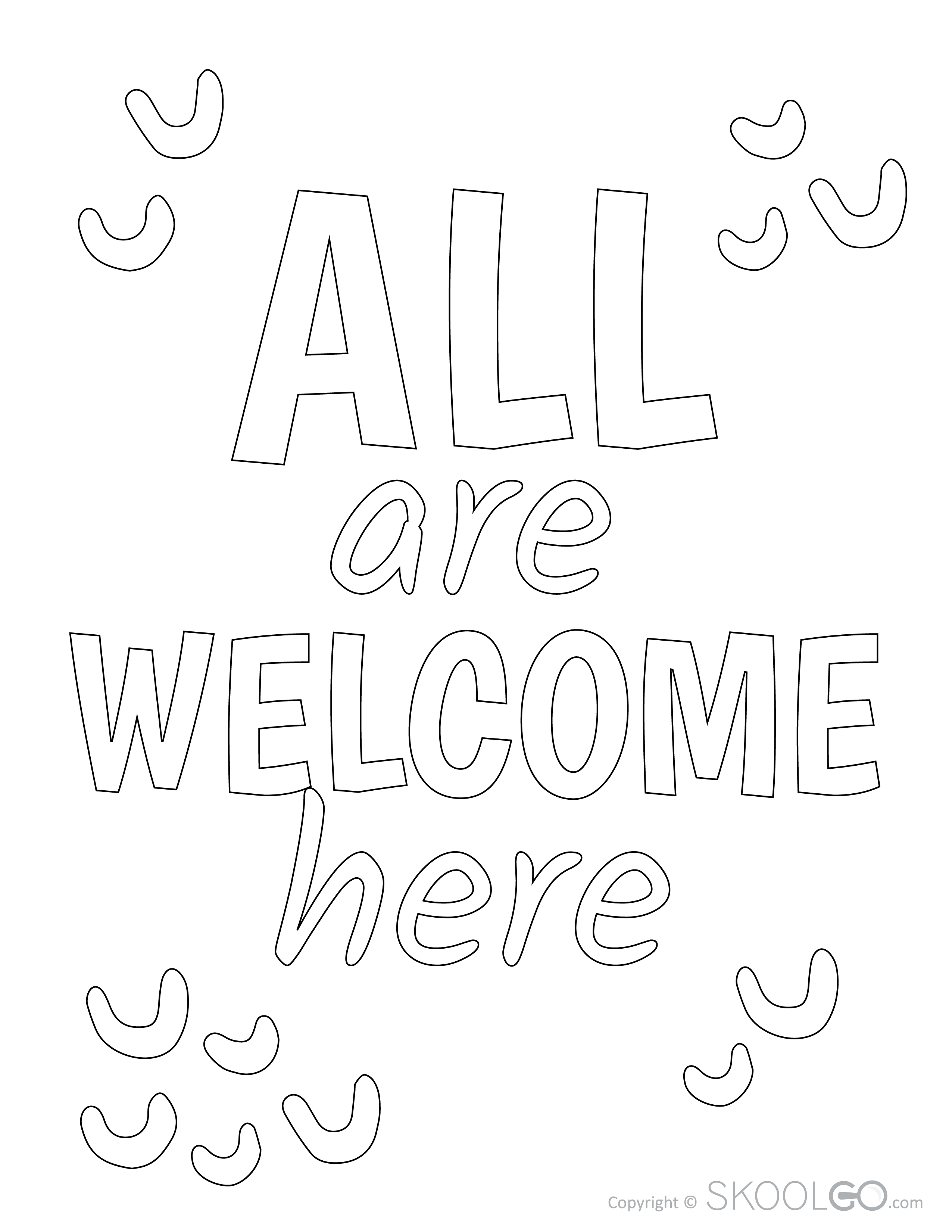 All Are Welcome Here - Free Coloring Version Poster
