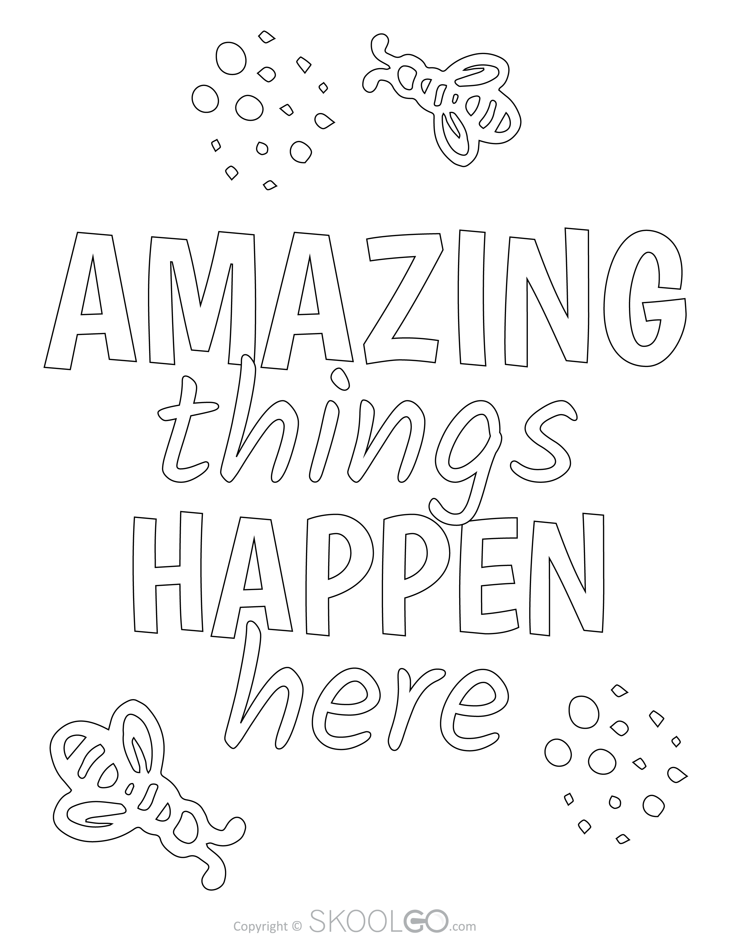Amazing Things Happen Here - Free Coloring Version Poster
