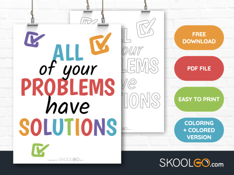 Free Classroom Poster - All Of Your Problems Have Solutions - SkoolGO