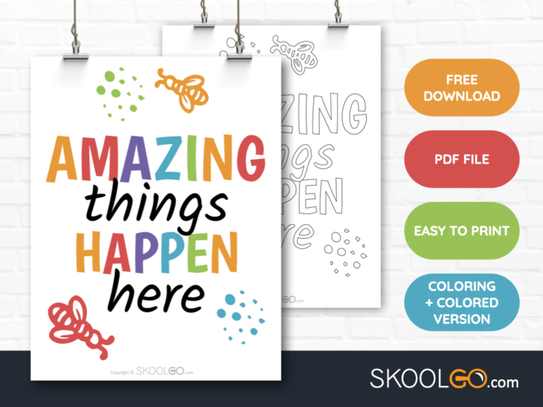 Free Classroom Poster - Amazing Things Happen Here - SkoolGO