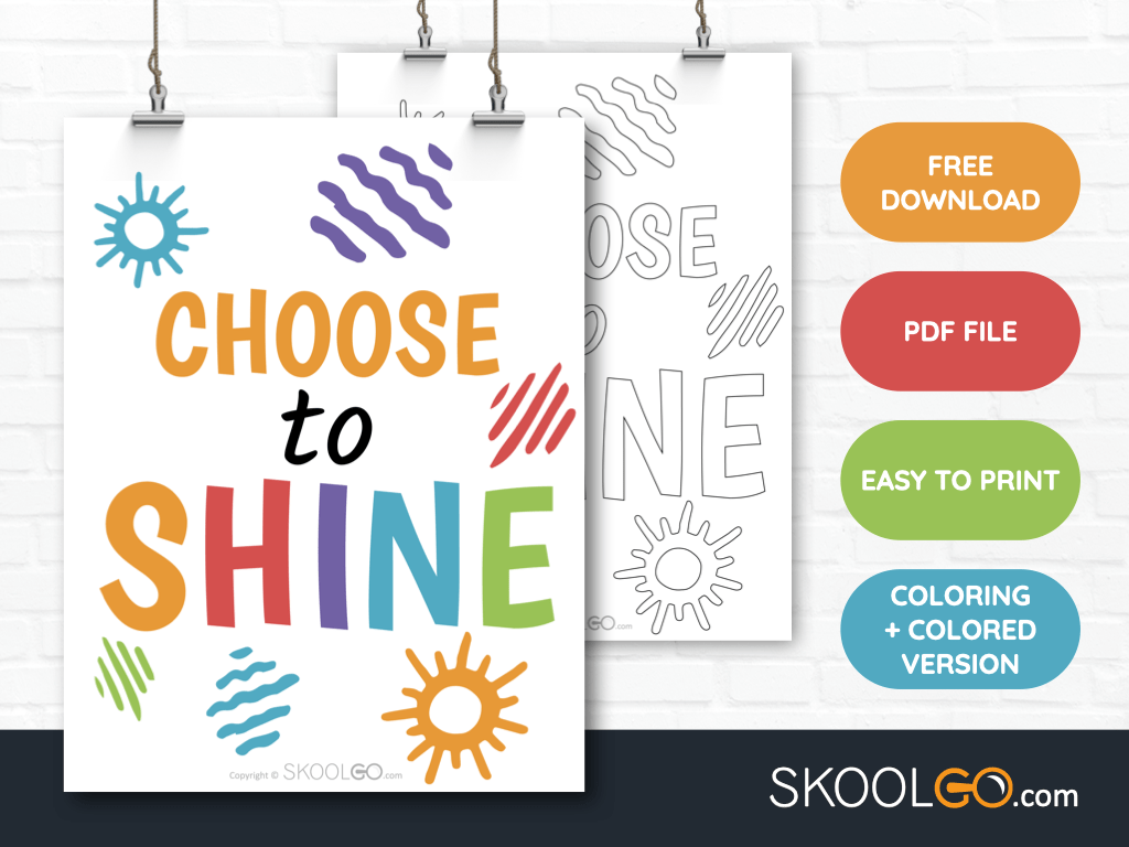 Free Classroom Poster - Choose To Shine - SkoolGO