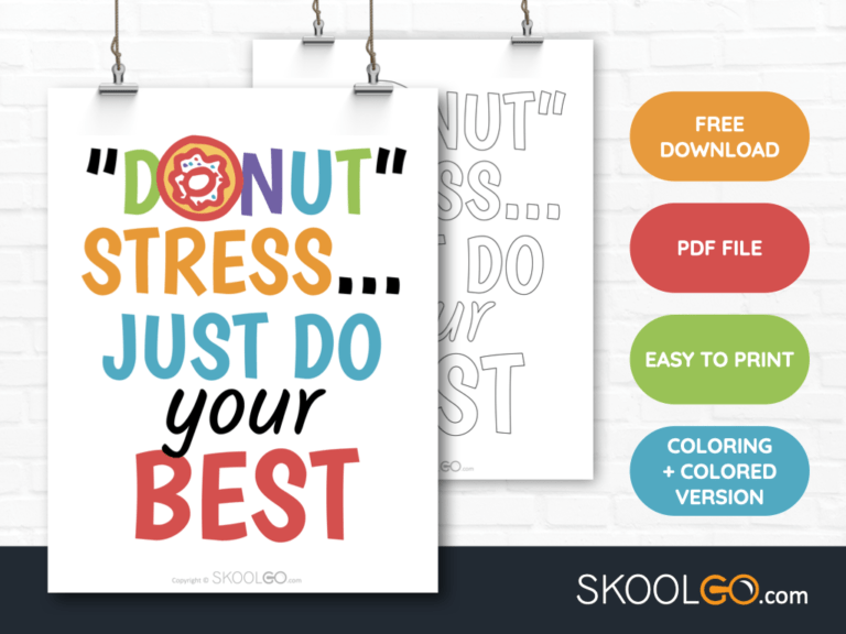 Free Classroom Poster - Donut Stress Just Do Your Best - SkoolGO