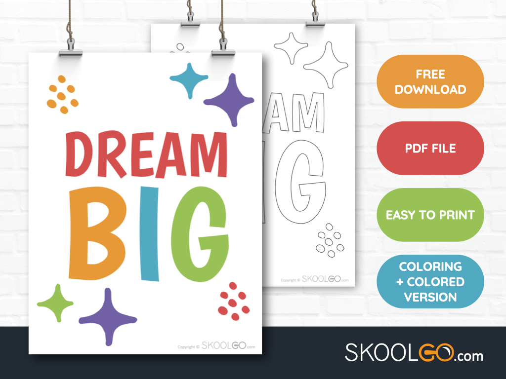 Free Classroom Poster - Dream Big - SkoolGO