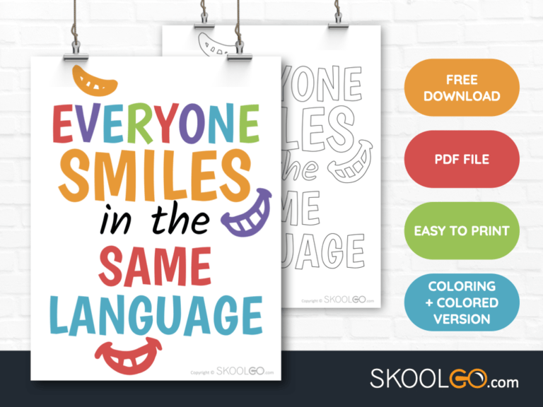 Free Classroom Poster - Everyone Smiles In The Same Language - SkoolGO