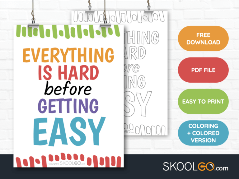 Free Classroom Poster - Everything Is Hard Before Getting Easy - SkoolGO