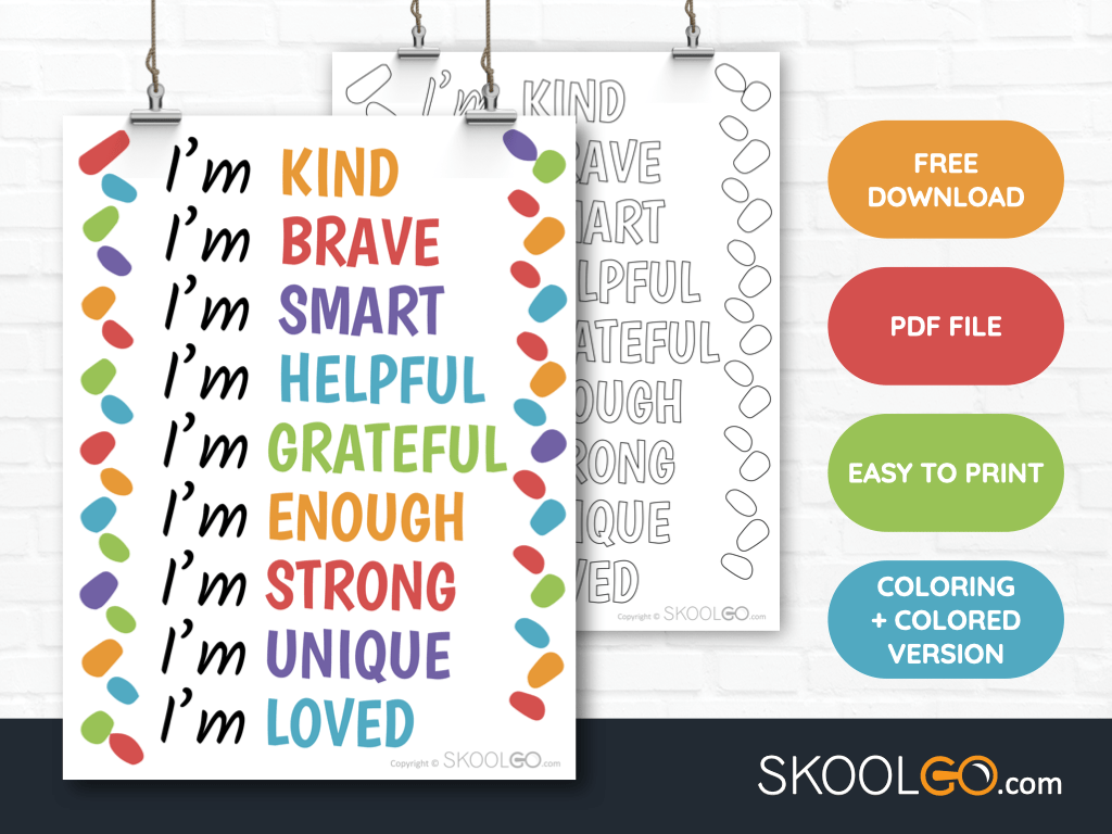 I Am Kind, Brave, Smart, Helpful, Grateful, Enough, Strong, Unique ...