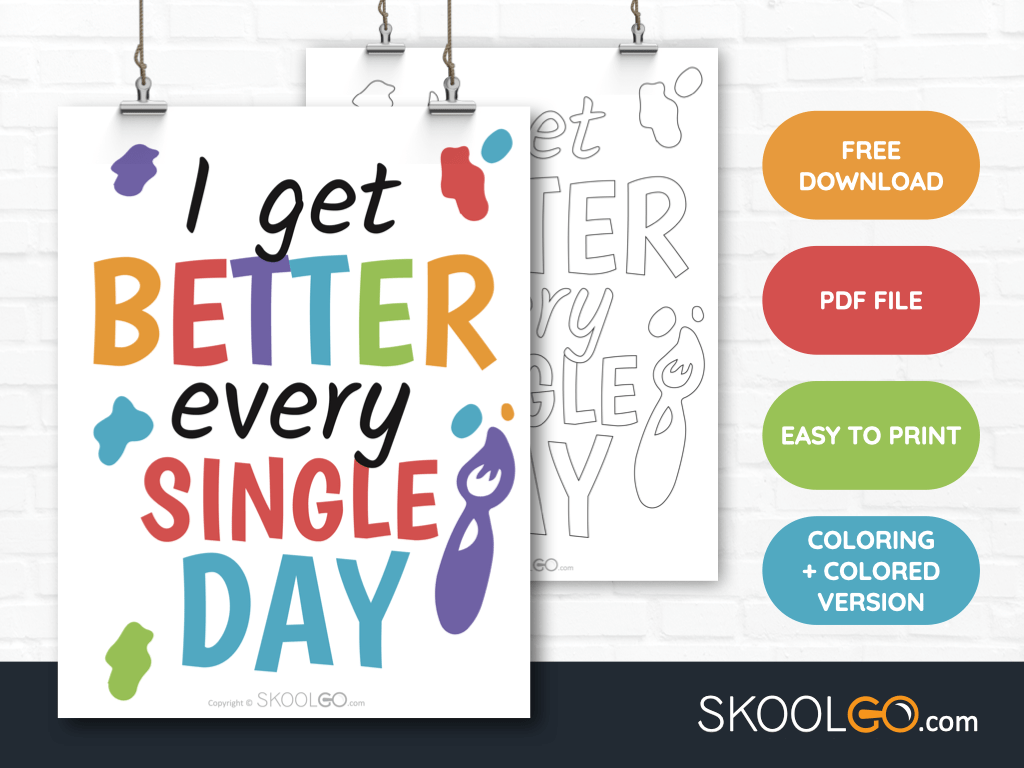 Free Classroom Poster - I Get Better Every Single Day - SkoolGO