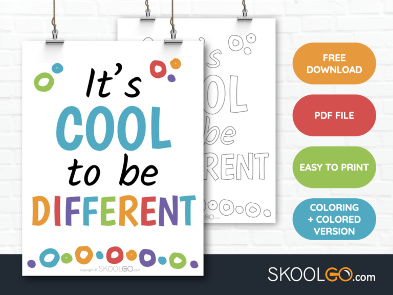 Free Classroom Poster - It Is Cool To Be Different - SkoolGO