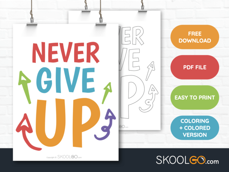 Free Classroom Poster - Never Give Up - SkoolGO