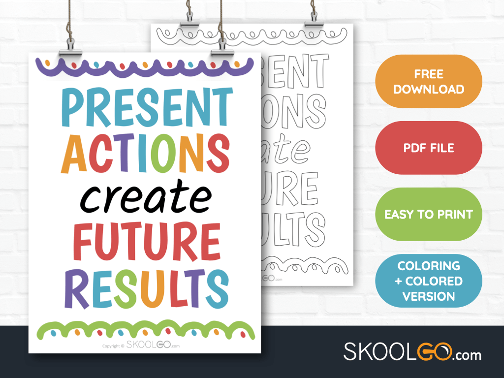 Free Classroom Poster - Present Actions Create Future Results - SkoolGO