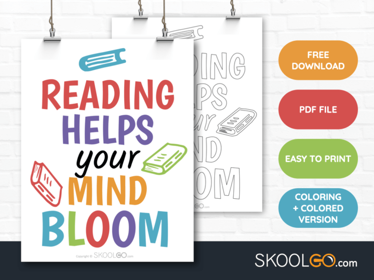 Free Classroom Poster - Reading Helps Your Mind Bloom - SkoolGO