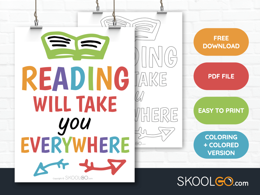 Free Classroom Poster - Reading Will Take You Everywhere - SkoolGO