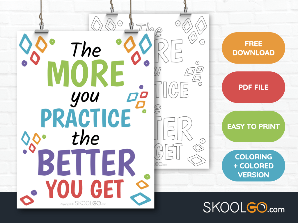 Free Classroom Poster - The More You Practice The Better You Get - SkoolGO