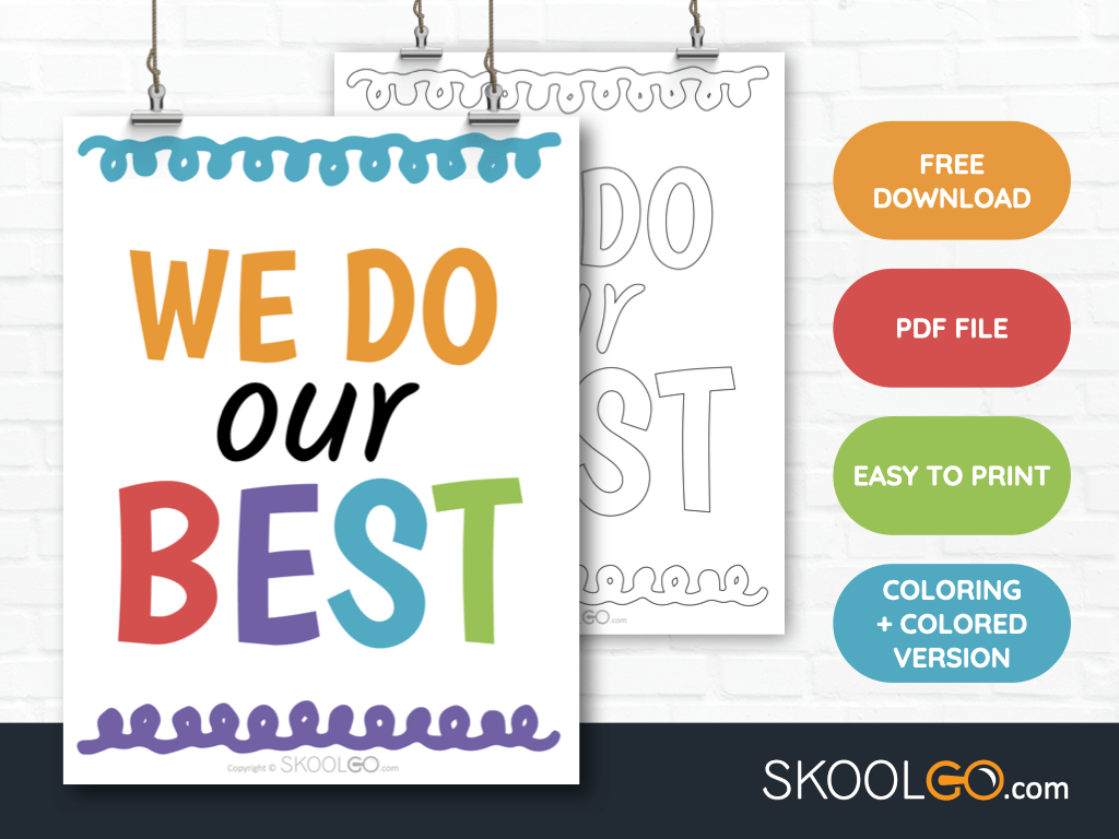 Free Classroom Poster - We Do Our Best - SkoolGO