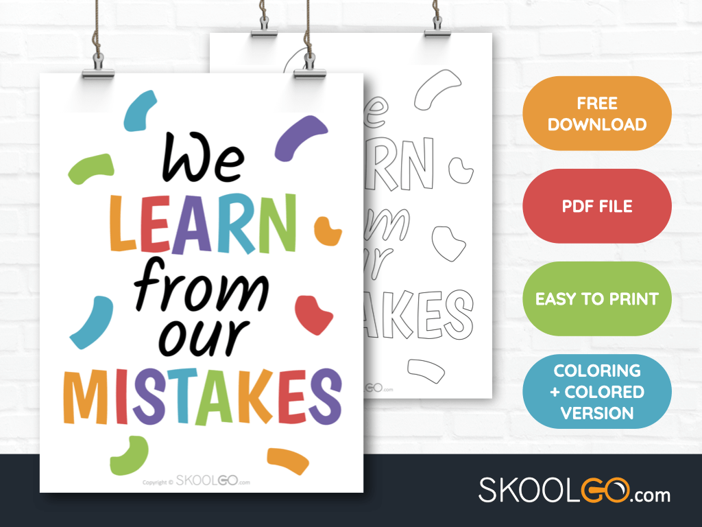 Free Classroom Poster - We Learn From Our Mistakes - SkoolGO