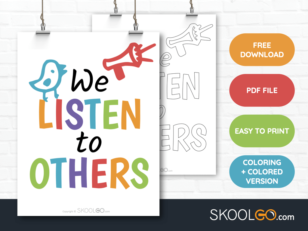 Free Classroom Poster - We Listen To Others - SkoolGO