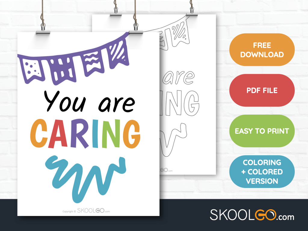 Free Classroom Poster - You Are Caring - SkoolGO