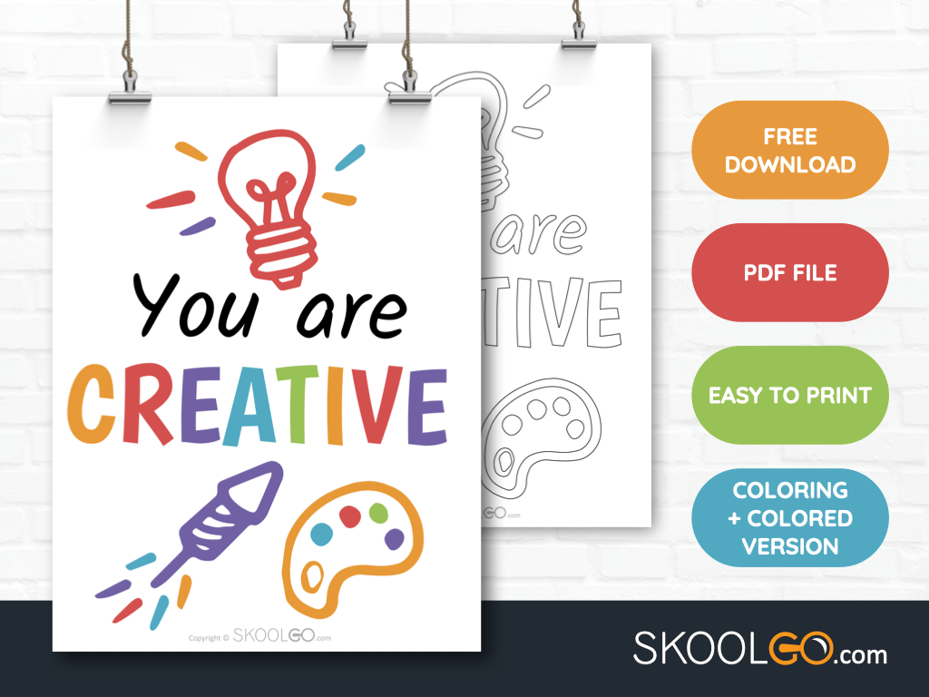 Free Classroom Poster - You Are Creative - SkoolGO