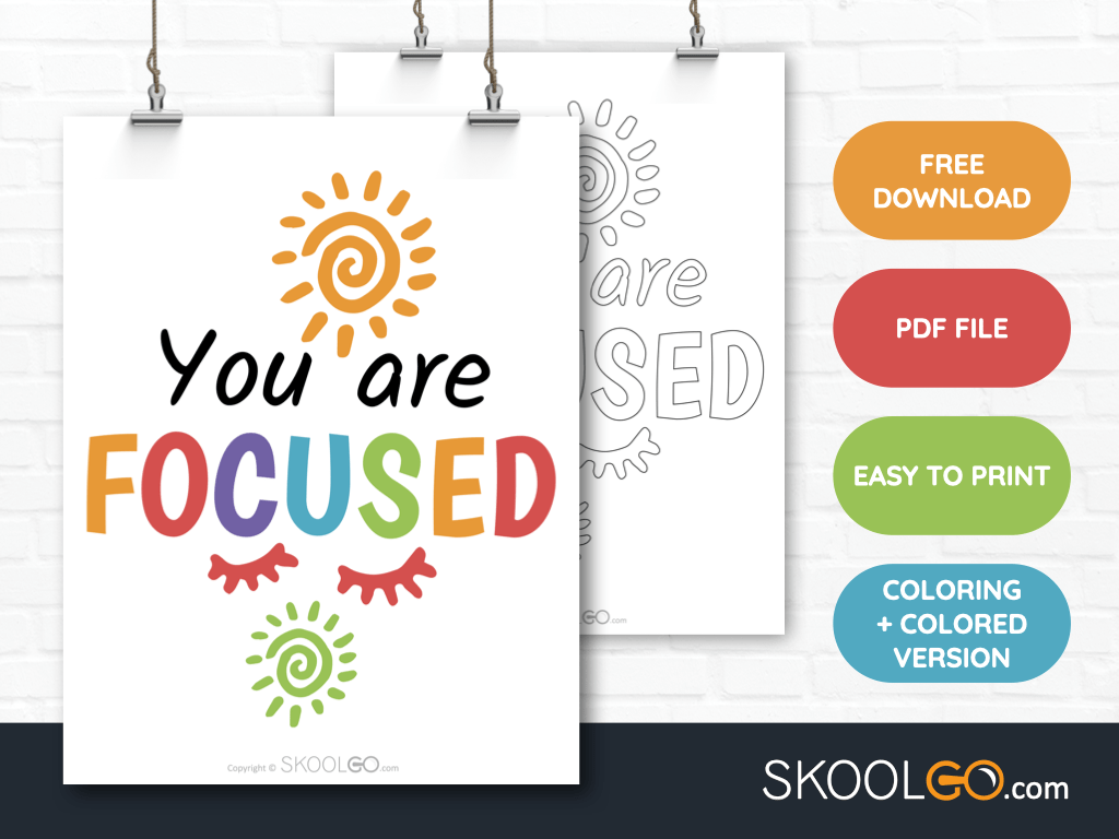 Free Classroom Poster - You Are Focused - SkoolGO