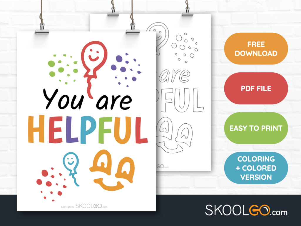 Free Classroom Poster - You Are Helpful - SkoolGO