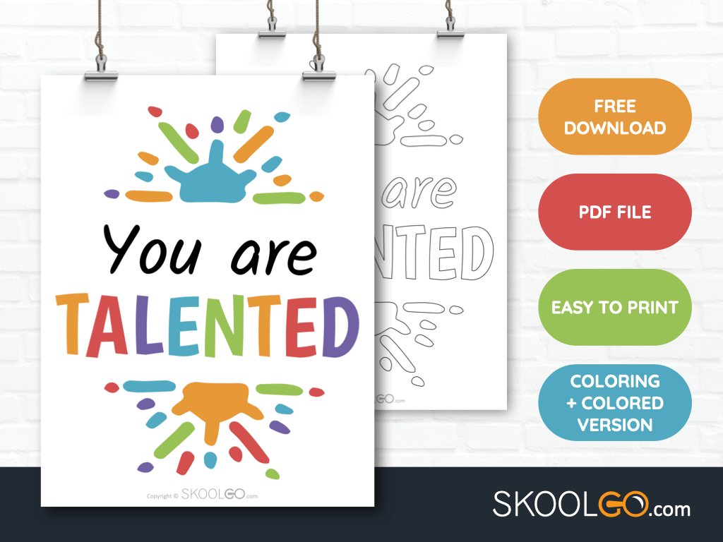 Free Classroom Poster - You Are Talented - SkoolGO