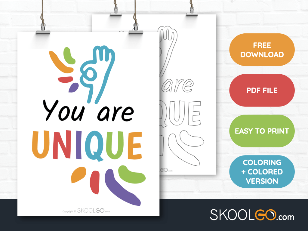 Free Classroom Poster - You Are Unique - SkoolGO