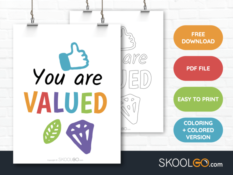 Free Classroom Poster - You Are Valued - SkoolGO