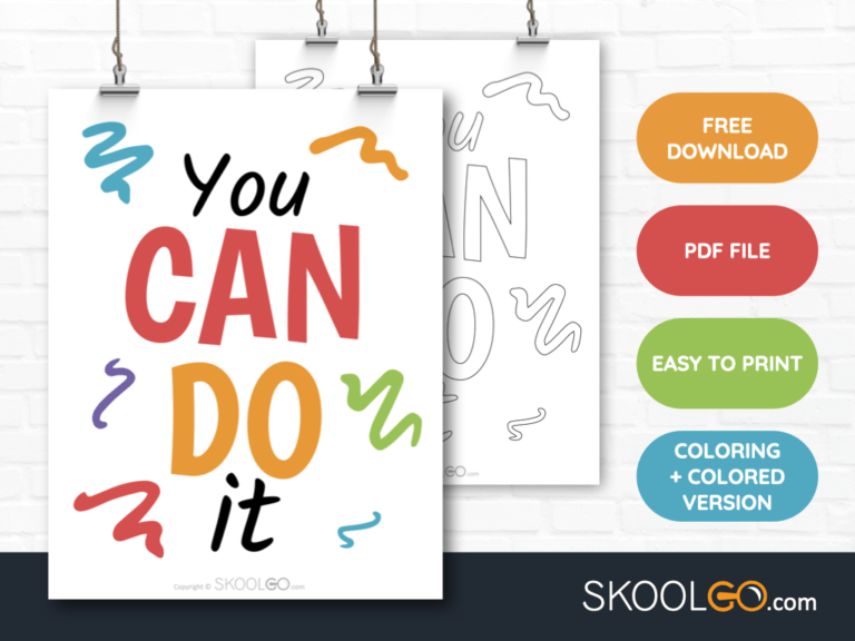 Free Classroom Poster - You Can Do It - SkoolGO
