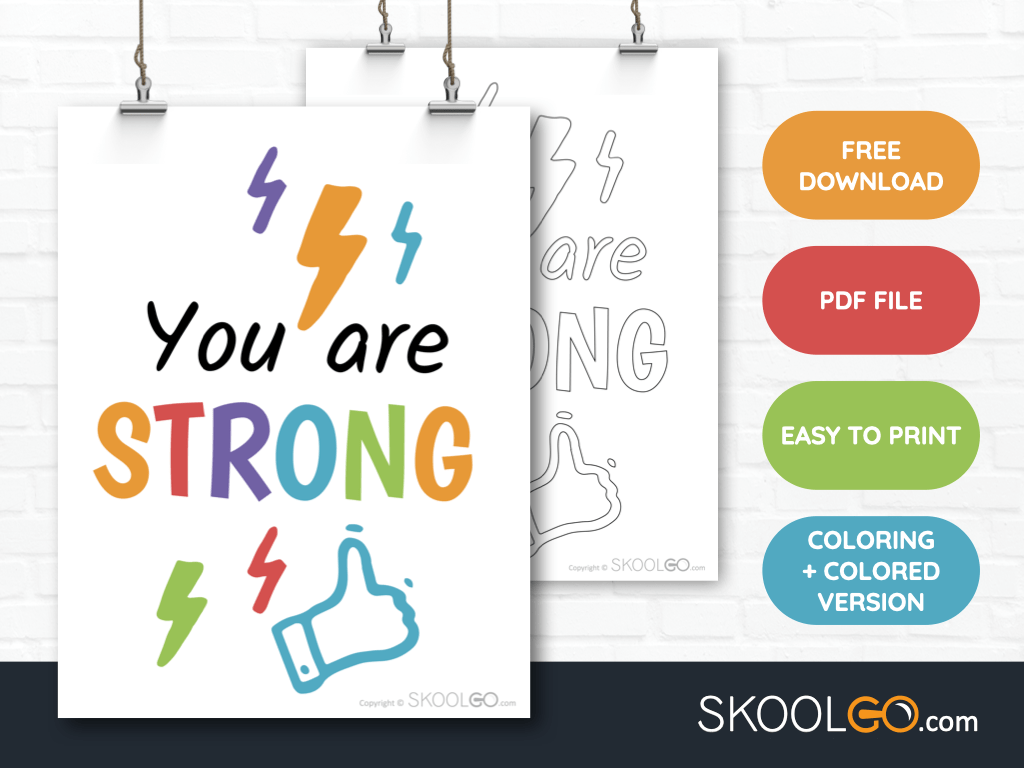 Free Classroom Poster - You are Strong - SkoolGO
