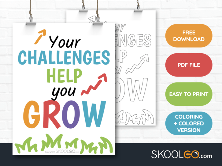 Free Classroom Poster - Your Challenges Help You Grow - SkoolGO