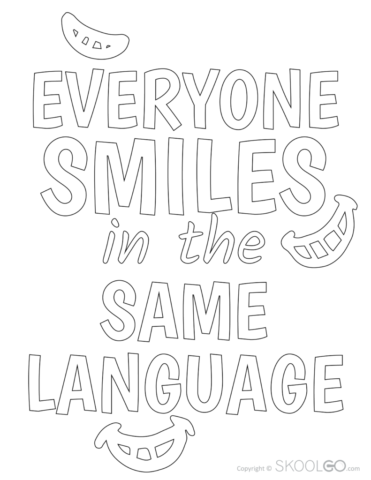 Everyone Smiles In The Same Language - Free Coloring Version Poster