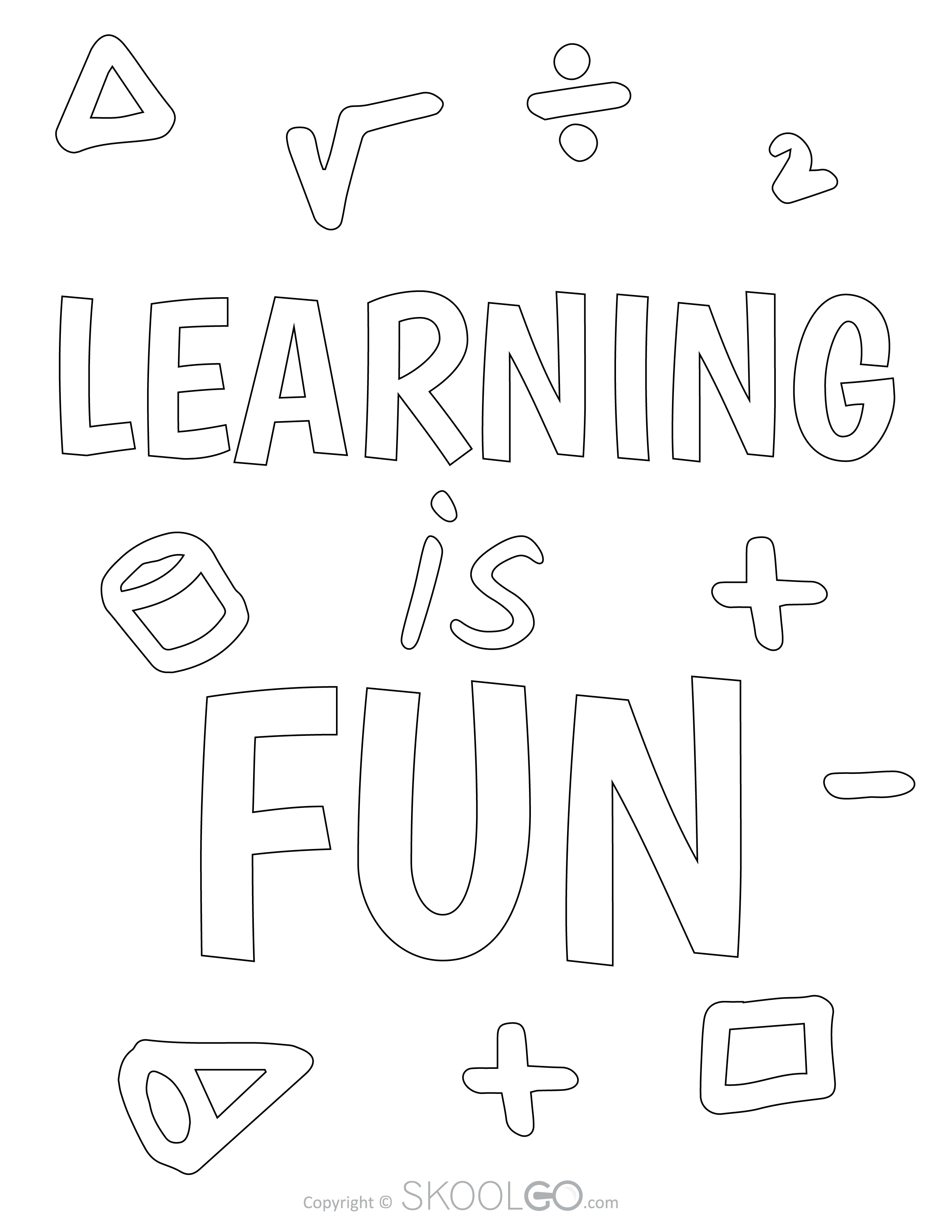Learning Is Fun - Free Coloring Version Poster