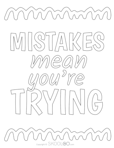 Mistakes Mean You are Trying - Free Coloring Version Poster