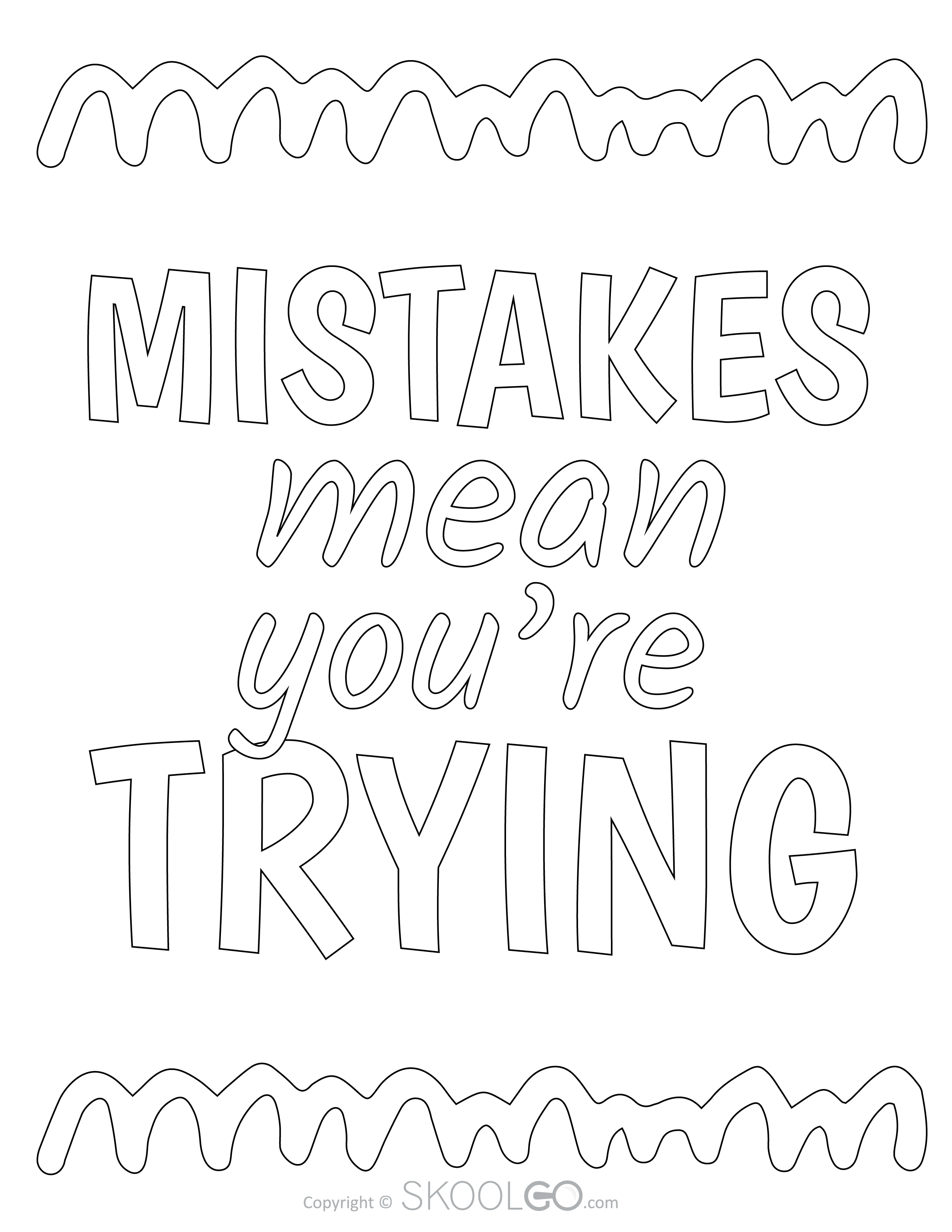 Mistakes Mean You are Trying - Free Coloring Version Poster