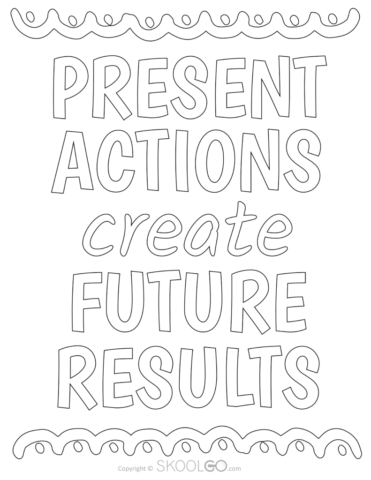 Present Actions Create Future Results - Free Coloring Version Poster