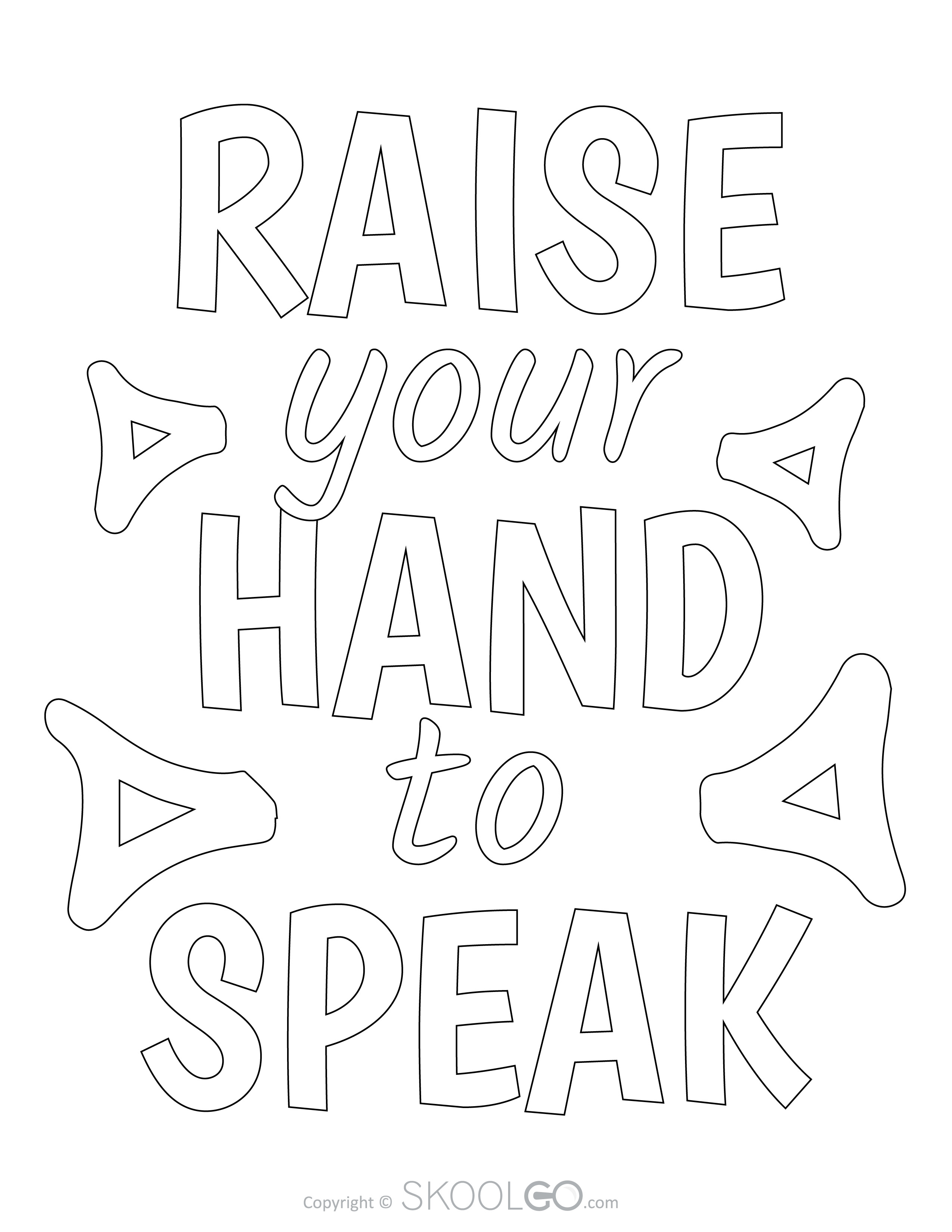 Raise Your Hand To Speak - Free Coloring Version Poster