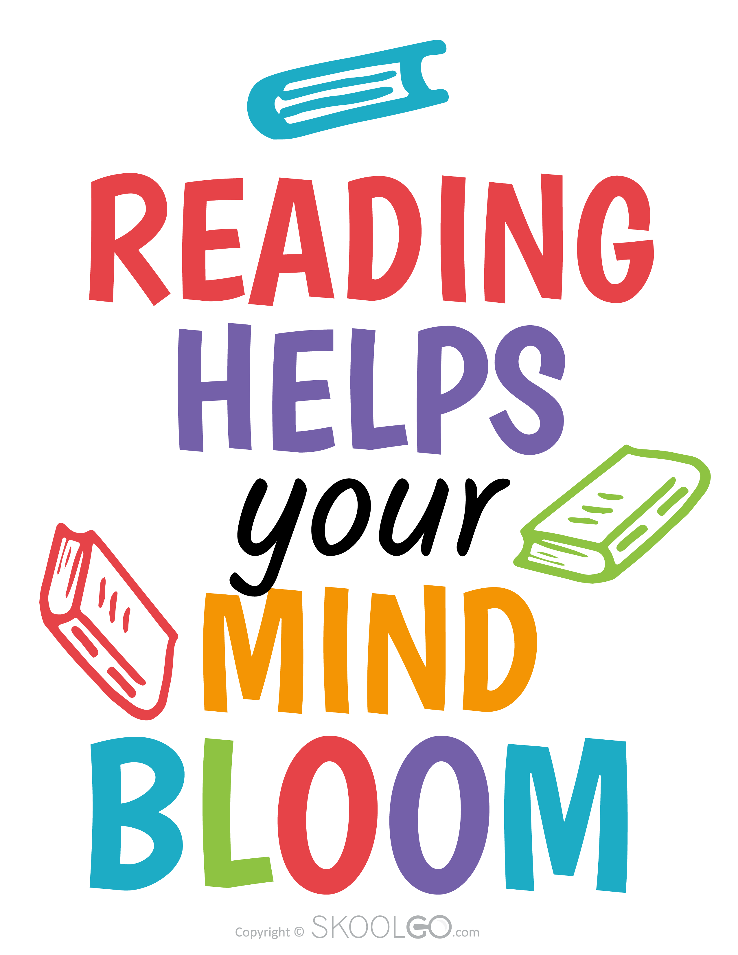 Reading Helps Your Mind Bloom - Free Poster