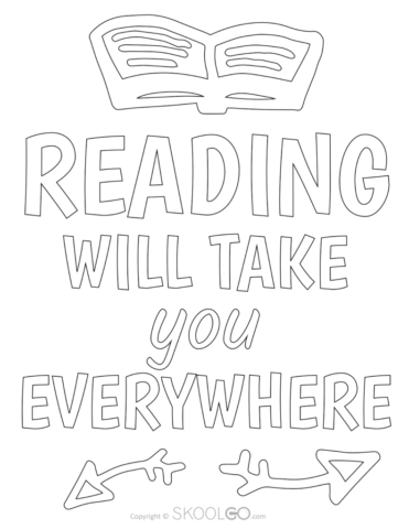 Reading Will Take You Everywhere - Free Coloring Version Poster