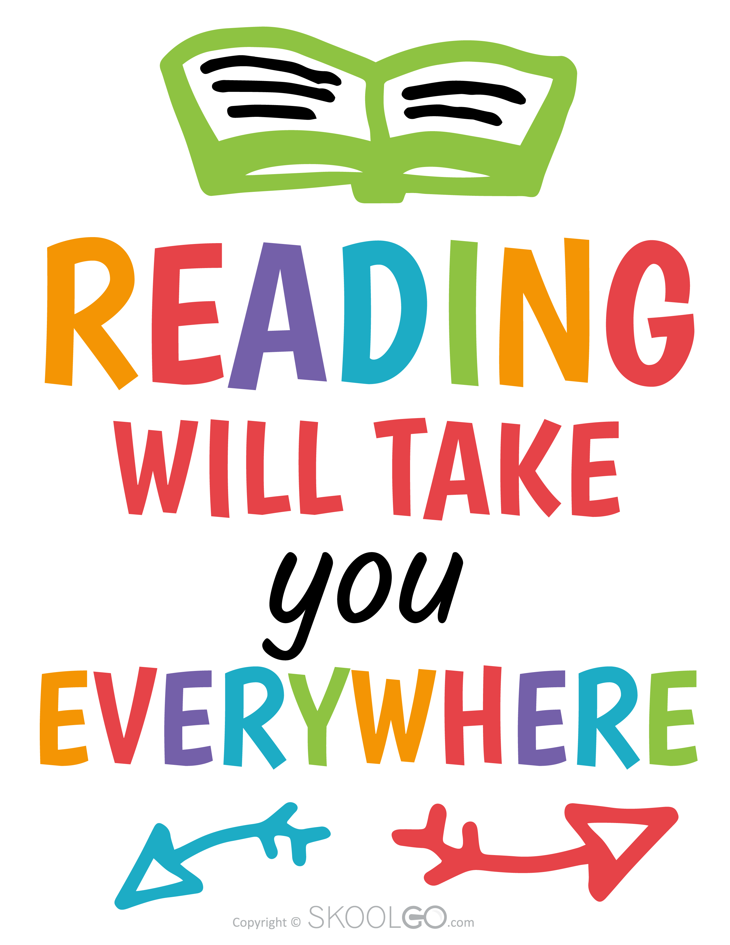 Reading Will Take You Everywhere - Free Poster - SKOOLGO