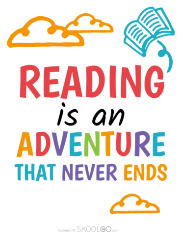 Reading is an Adventure That Never Ends - Free Poster