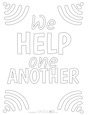 We Help One Another - Free Coloring Version Poster