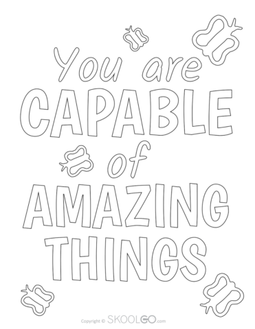 You Are Capable Of Amazing Things - Free Coloring Version Poster