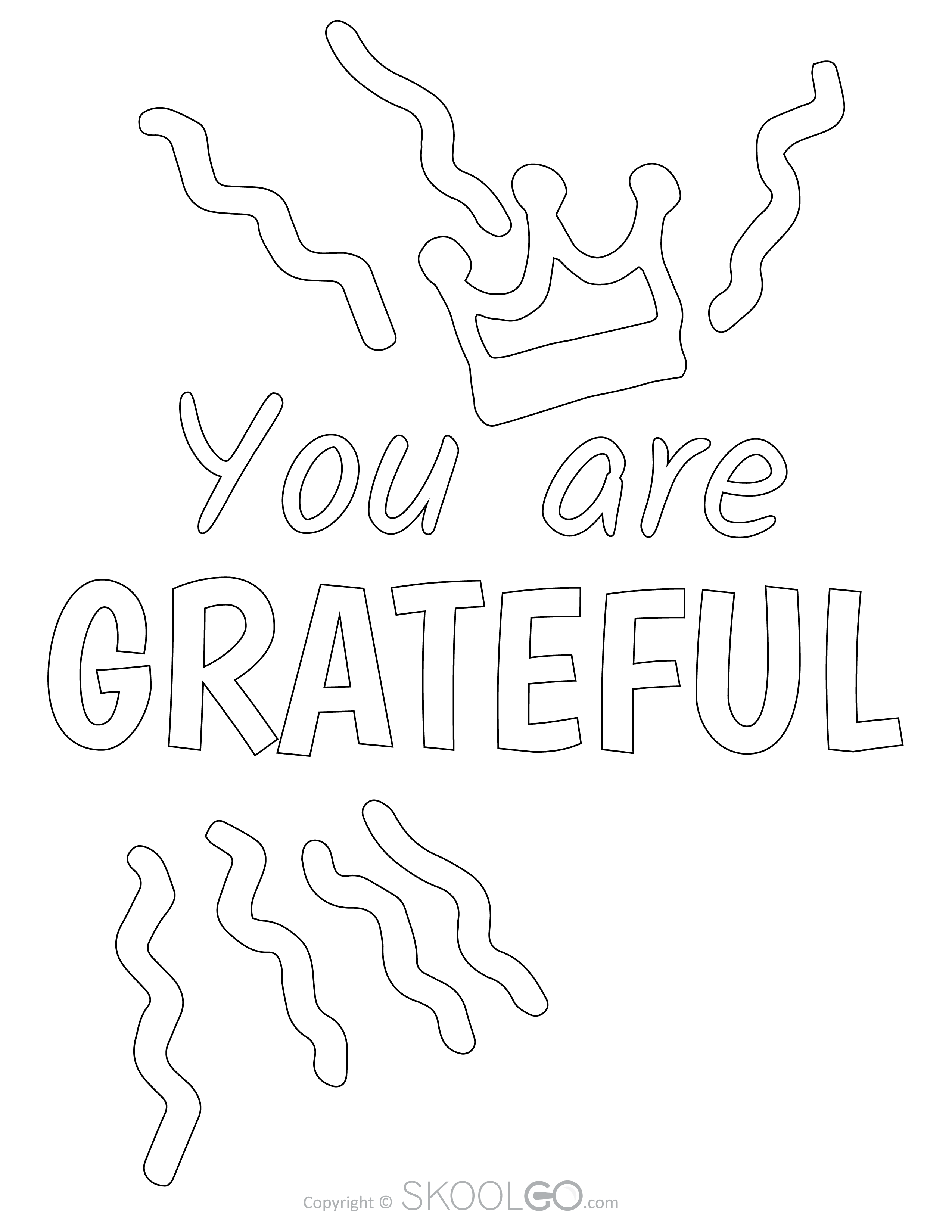You Are Grateful - Free Coloring Version Poster