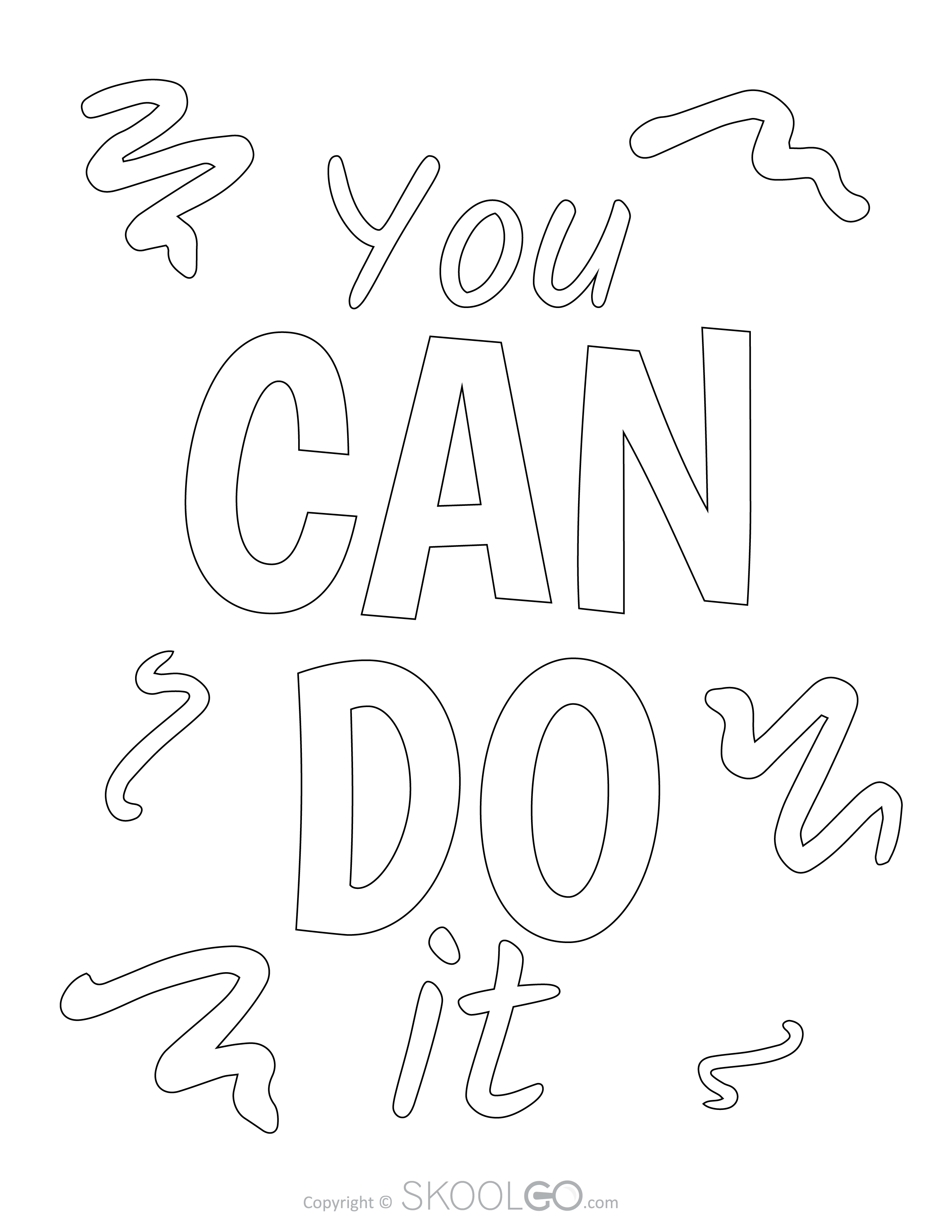 You Can Do It - Free Coloring Version Poster
