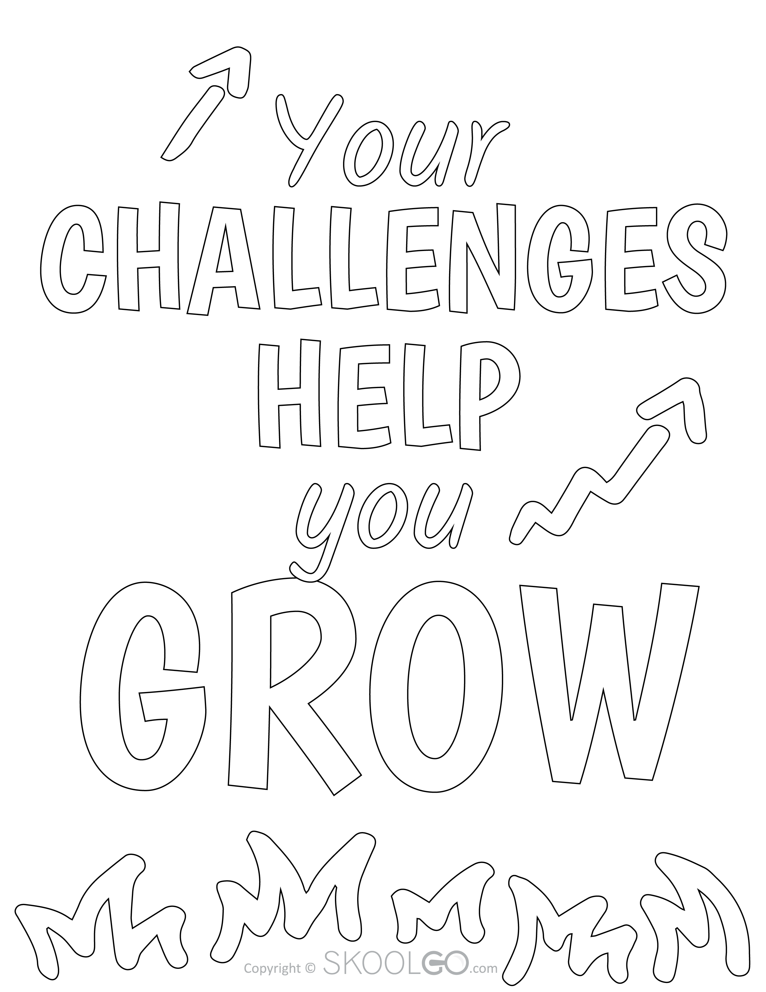Your Challenges Help You Grow - Free Coloring Version Poster