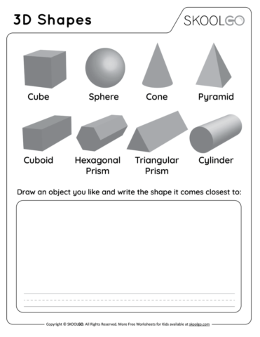 3D Shapes Free Worksheet SKOOLGO