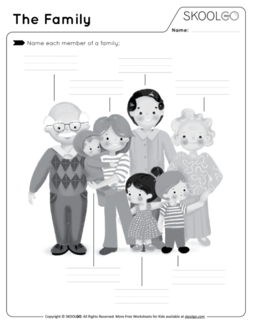 The Family - Free Black and White Worksheet Activity for Kids