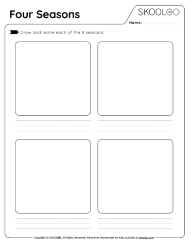 Four Seasons - Free Black and White Worksheet Activity for Kids