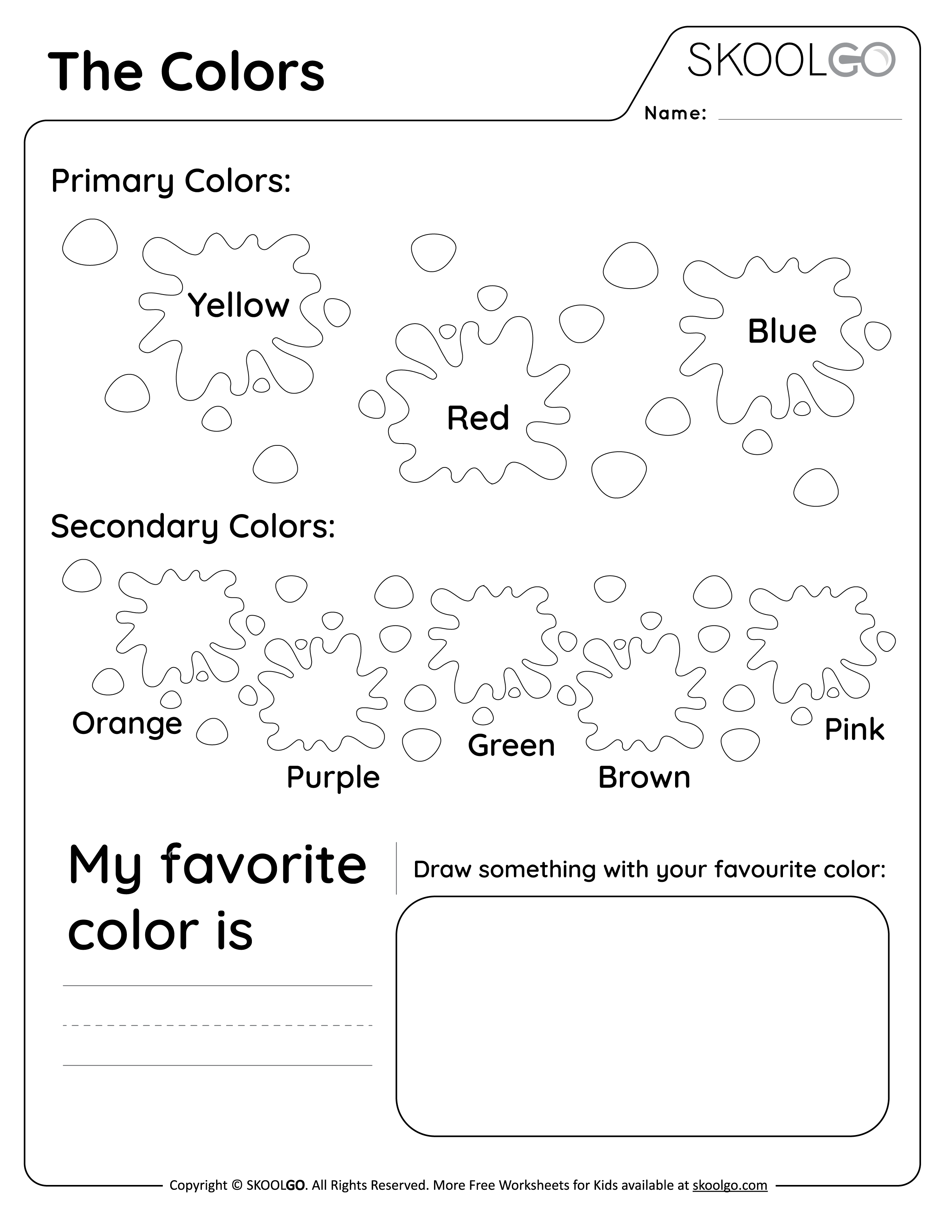The Colors - Free Black and White Worksheet for Kids
