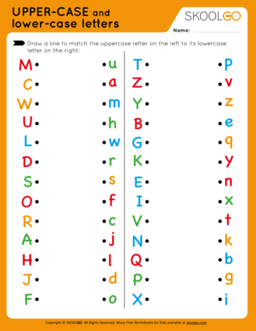 Upper-Case and Lower-Case Letters - Free Worksheet for Kids
